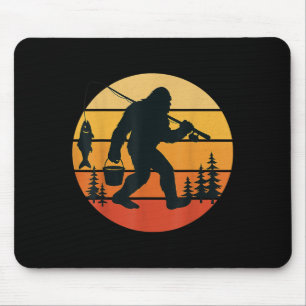 Tapis De Souris Retro Bigfoot Sasquatch Pêche Drôle Cadeaux Papa M