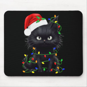 Tapis De Souris Retro Black Chat Noël Light Fun Chat Hommes Femmes