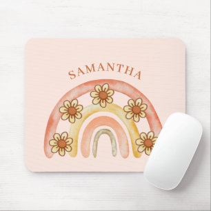 Tapis De Souris Retro Boho Rainbow Name Mousepad
