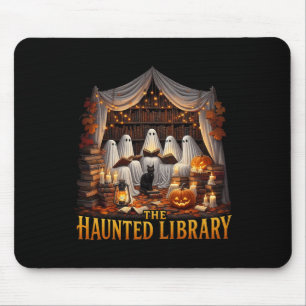 Tapis De Souris Retro Bookish Witch Boo Ghost Haunted Bookstore Ha
