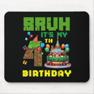 Tapis De Souris Retro Bruh C'est mon anniversaire Pixel Cake Gamer