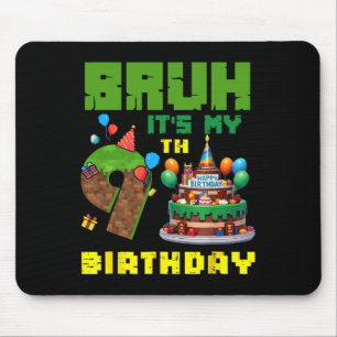 Tapis De Souris Retro Bruh C'est mon anniversaire Pixel Cake Gamer
