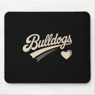 Tapis De Souris Retro Bulldogs Vintage Heart pour hommes femmes en