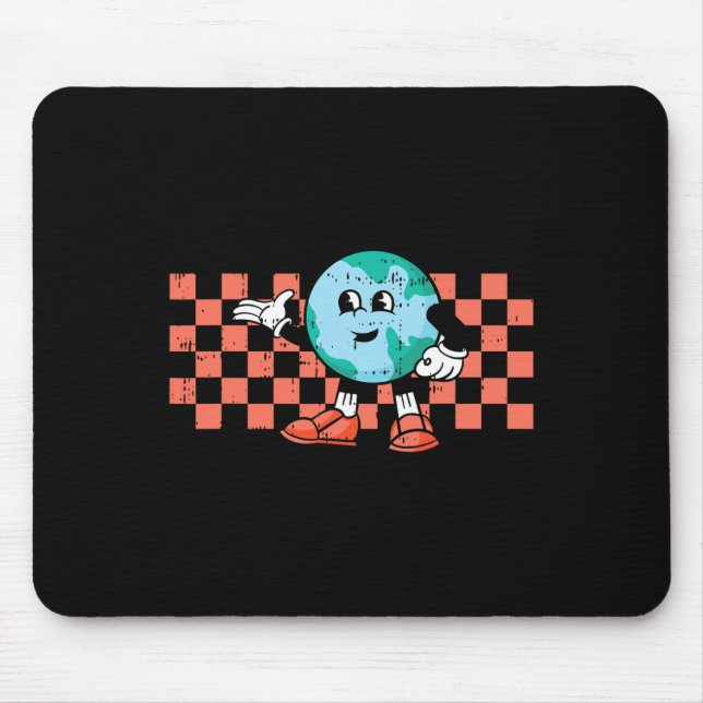 Tapis De Souris Retro Cartoon Planet Jour des terres De l'environn (Devant)