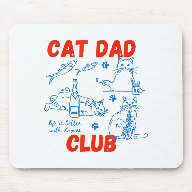 Tapis De Souris Retro Cat Dad Club Life Is Better With Cats Funny  (Devant)
