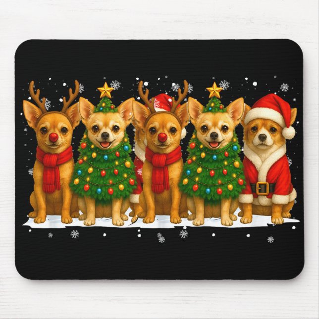 Tapis De Souris Retro Christmas Chihuahua Santa Reindeer Dog Lover (Devant)