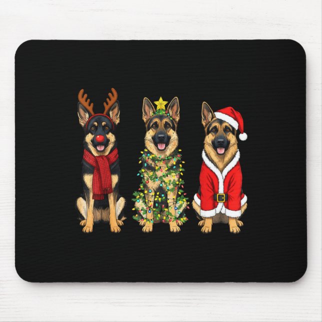 Tapis De Souris Retro Christmas German Shepherd Santa Reindeer Gsd (Devant)