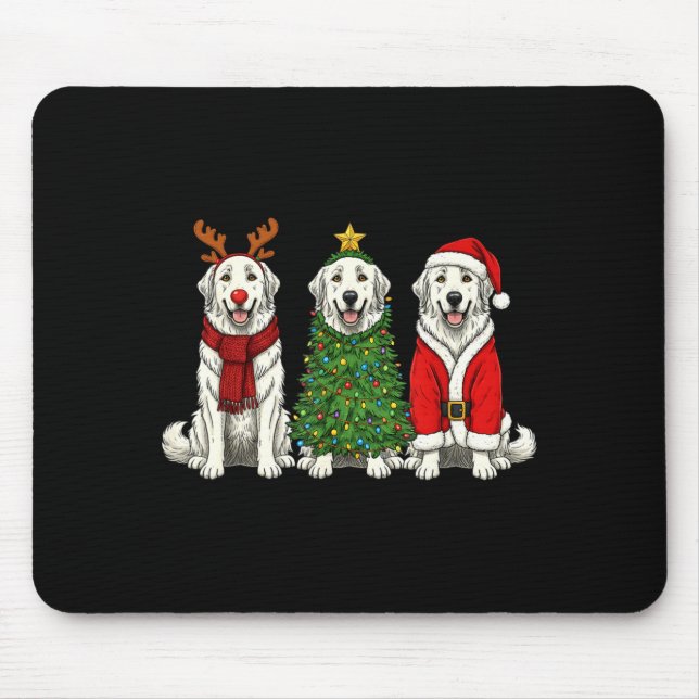 Tapis De Souris Retro Christmas Great Pyrenees Santa Reindeer Dog  (Devant)