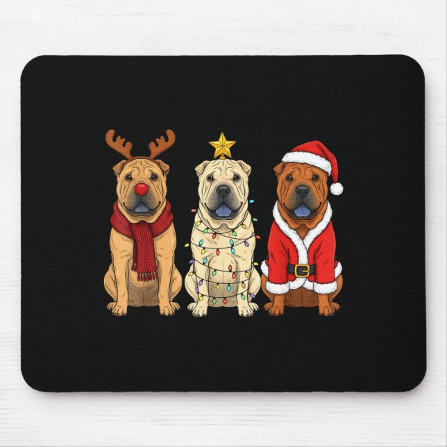 Tapis De Souris Retro Christmas Shar Pei Santa Reindeer Dog Lover  (Devant)