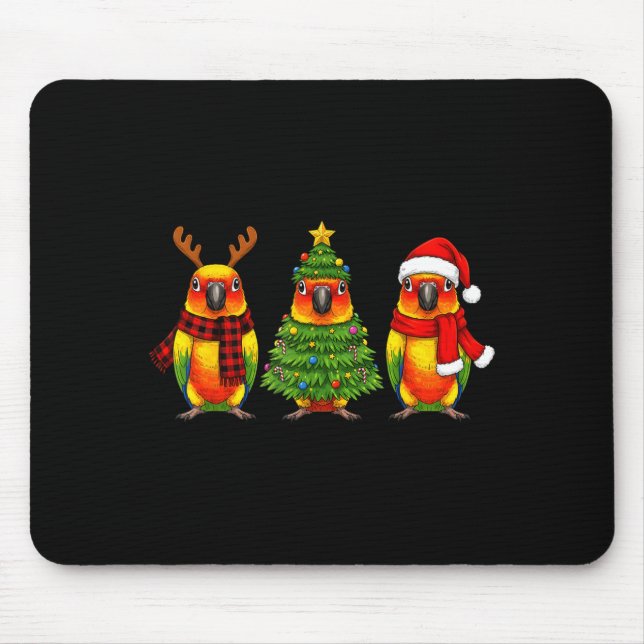 Tapis De Souris Retro Christmas Sun Conure Parrot Santa Reindeer  (Devant)
