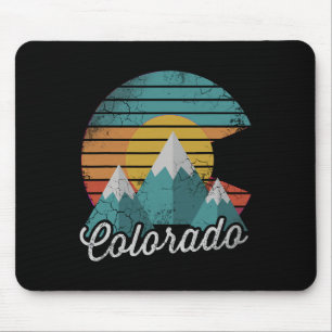 Tapis De Souris Retro Colorado Mountains Accueil Amour Famille Vac