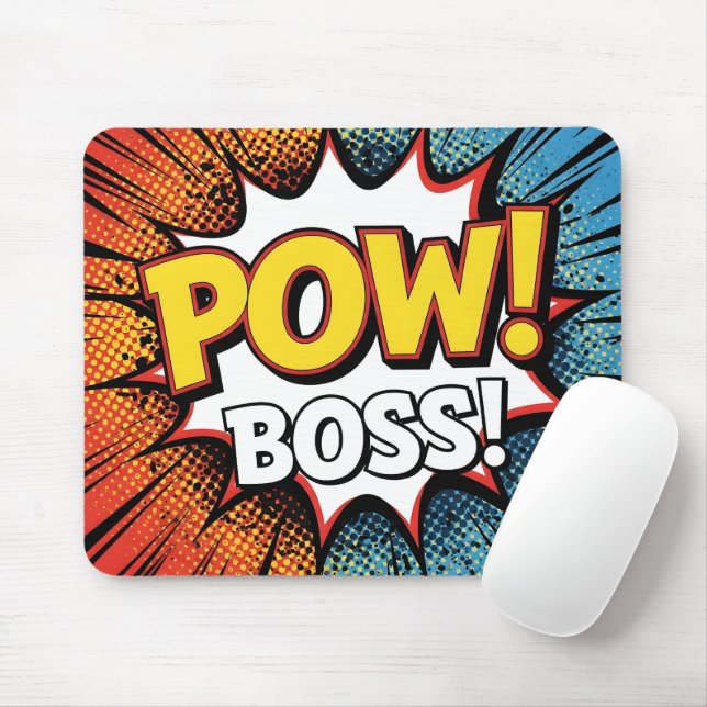 Tapis De Souris Retro Comic Book POW BOSS! Action Office (Avec souris)