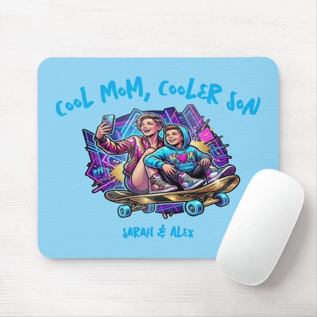 Tapis de souris rétro Cool Mom Cooler Son | Nom pe (Avec souris)