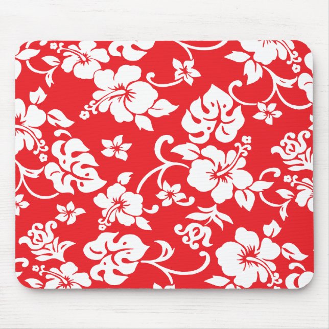 Tapis De Souris Rétro copie hawaïenne rouge Mousepad d'amusement (Devant)