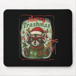 Tapis De Souris Retro Coquette Merry Trashmas Raccoon Christmas Cu