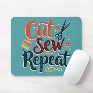 Tapis De Souris Rétro "Couper Coudre Répéter" Conception pour Amou