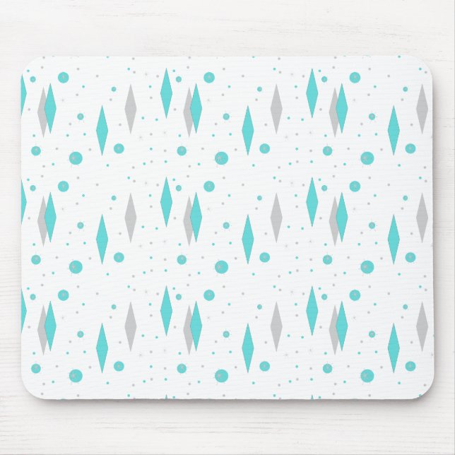 Tapis De Souris Rétro diamant et Starburst Mousepad de turquoise (Devant)