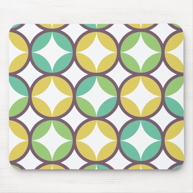Tapis De Souris Retro Diamond dans Circle Pattern Blue Green Gold (Devant)