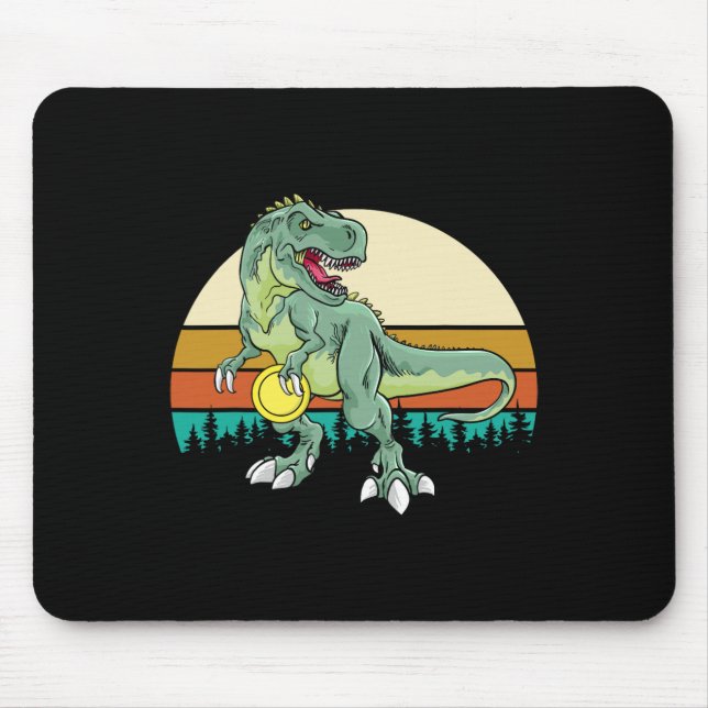 Tapis De Souris Retro Dino Dinosaur Golfer Gift T Rex Disc Golf  (Devant)
