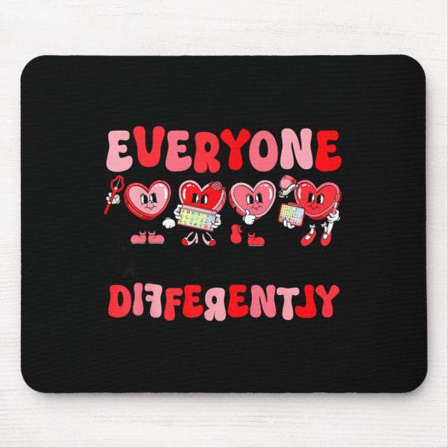 Tapis De Souris Retro Everyone Communicates Differently Autism Val (Devant)