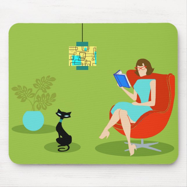 Tapis De Souris Rétro femme Mousepad de lecture (Devant)