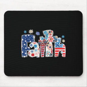 Tapis De Souris Rétro Floral Foi Drapeau Américain Chrétien Améric