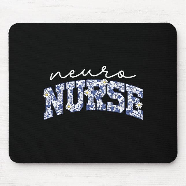 Tapis De Souris Retro Floral Neuro Nurse Neurology Neurologist Rn  (Devant)