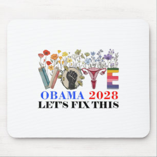Tapis De Souris Retro Floral Vote Obama 2028 Réparons Ce Président