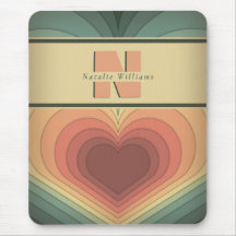 Retro Funky Romantique Monogramme Coeur Mousepad