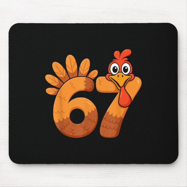 Tapis De Souris Retro Funny Six Seven 6 7 Meme Thanksgiving Turkey (Devant)