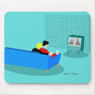 Tapis De Souris Retro Gay Couple Regarder TV Mousepad