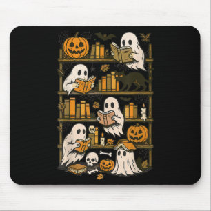 Tapis De Souris Retro Ghosts Lecture Livre Halloween Livre d'étagè