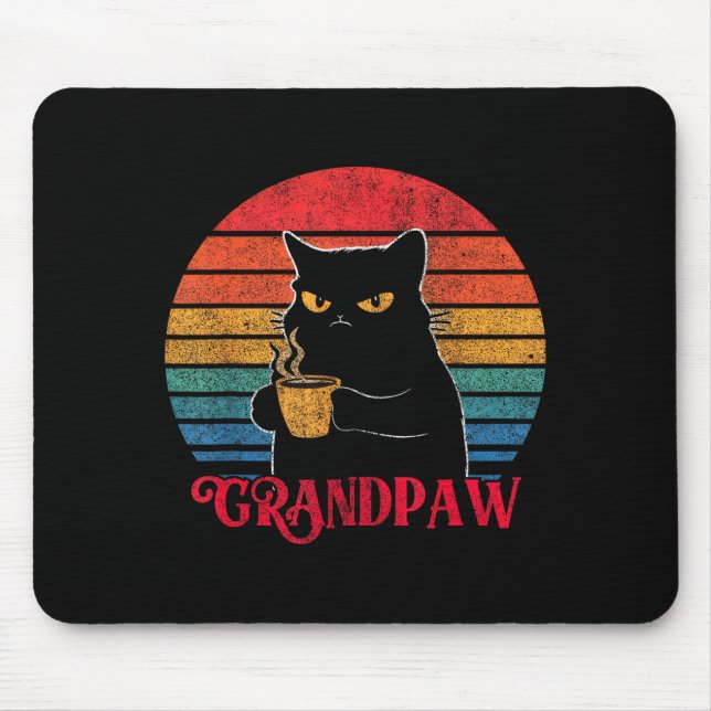 Tapis De Souris Retro Grandpaw Funny Sarcastic Cat Lover Quote Gra (Devant)