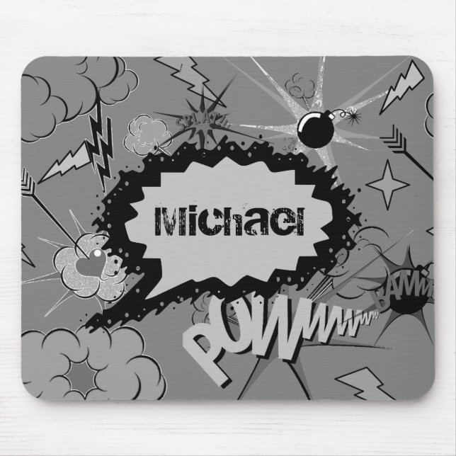 Tapis De Souris Retro Grey Custom Comic Book Pattern Personalised (Devant)