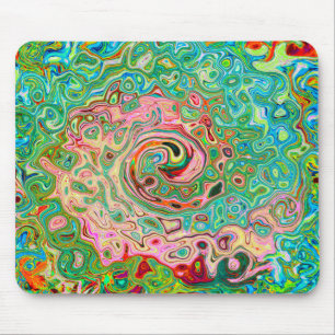 Tapis De Souris Rétro Groovy Abstrait Tourbillon Arc-en-ciel Color