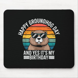 Tapis De Souris Rétro Groundhog Célébration Anniversaire Vintage D