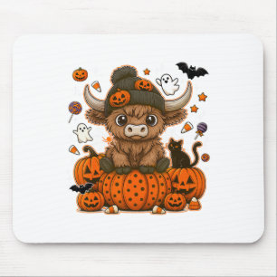 Tapis De Souris Retro Halloween Cow Fantôme Citrouille saison Éffr