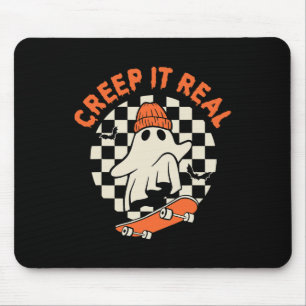 Tapis De Souris Retro Halloween Creep It Real Ghost Boy Fall Seaso