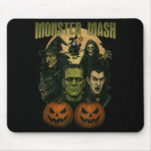 Tapis De Souris Rétro Halloween Drôle Monstre Classique Épouvantab