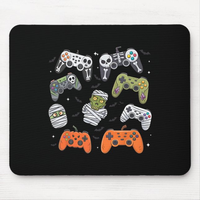 Tapis De Souris Retro Halloween Gaming Controller Skeleton Game Ha (Devant)