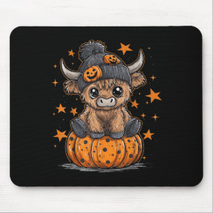 Tapis De Souris Rétro Halloween Highland Cow Moo I Moy Boo Fall P