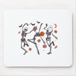 Tapis De Souris Retro Halloween Squelette Danser Citrouille Cadeau