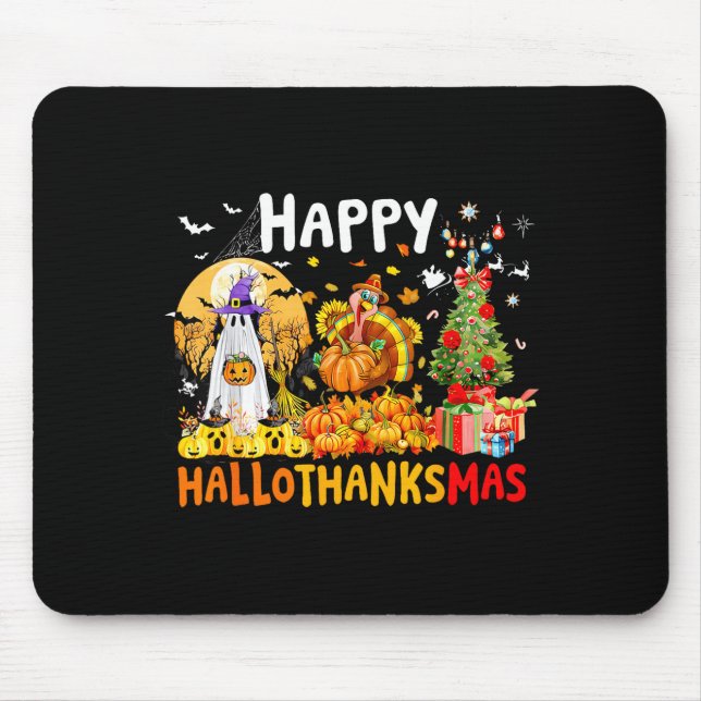 Tapis De Souris Retro Halloween Thanksgiving Christmas Happy Hallo (Devant)
