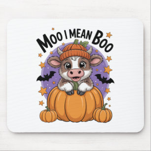 Tapis De Souris Retro Halloween vache Moo I Signifie Boo Funky Aut