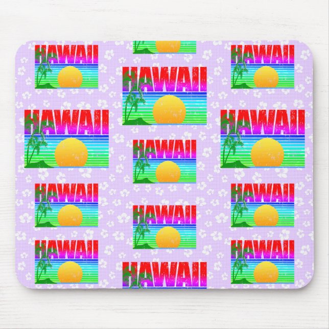 Tapis De Souris Rétro Hawaii Sunset Beach Hibiscus violet (Devant)