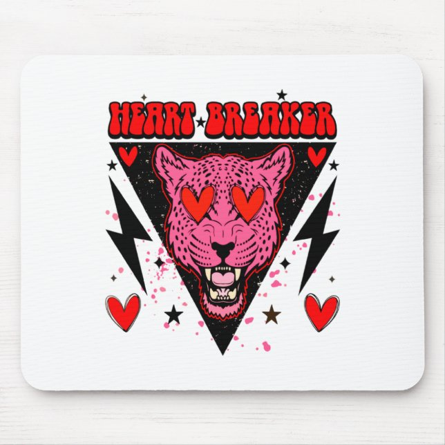 Tapis De Souris Retro Heart Breaker Valentines Day Tiger Love  (Devant)