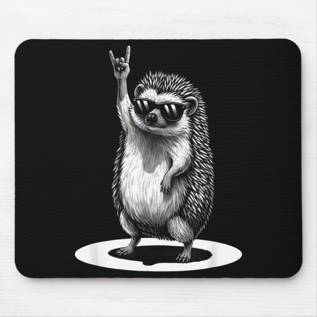 Tapis De Souris Retro Hedgehog Rock Music Men Kids Women Funny Ani (Devant)