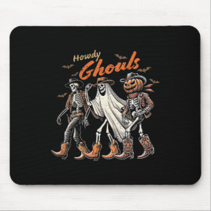 Tapis De Souris Retro Howdy Ghouls Skeleton Cowboy Western Rodeo H
