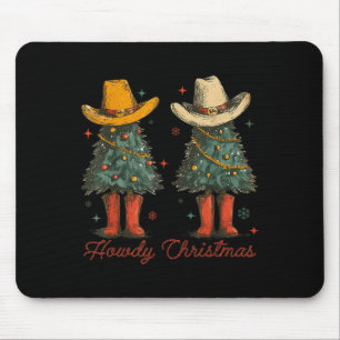 Tapis De Souris Retro Howdy Noël Cowboy sapin de Noël Wester