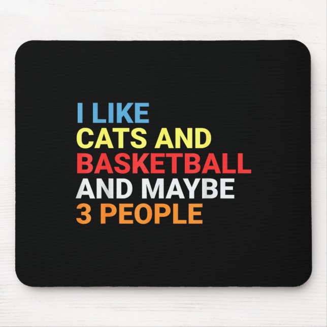 Tapis De Souris Retro I Like Cats And Basketball Lover Funny Cat  (Devant)